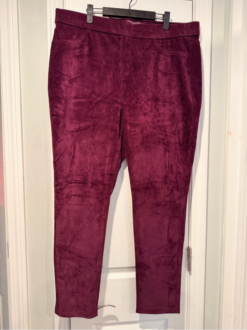NWT Gloria Vanderbilt Size XXL Pull-On Skinny Knit Corduroy Pants Cabernet